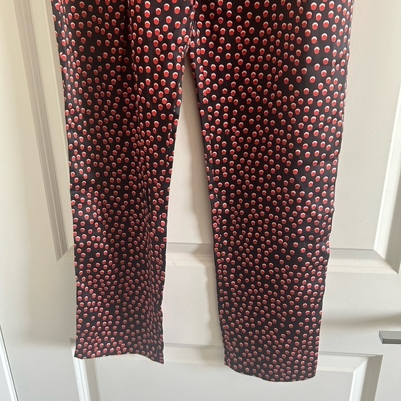 L’agence Adrienne Silk Pants Size Relaxed Fit Black Red Polka Dots $365 - Picture 6 of 12